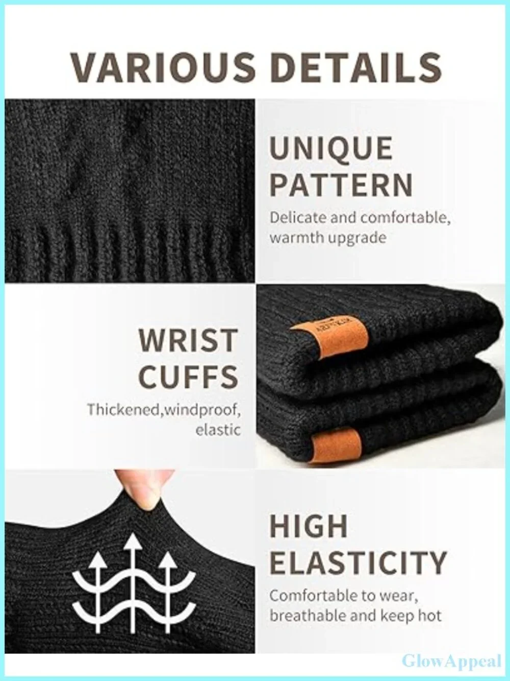 Thermal Winter Gloves Fleece Lined Touchscreen Knit Unisex
